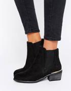 New Look Western Suedette Metal Clip Ankle Boot - Black