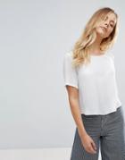 Brave Soul Shiela Woven Crinkle T-shirt - White