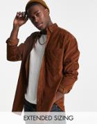 Asos Design 90s Oversized Cord Shirt In Brown