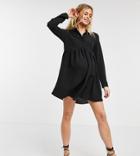 Asos Design Maternity Smock Mini Shirt Dress In Black
