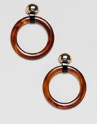 Stradivarius Circle Tortoise Earrings In Gold - Brown