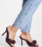 Asos Design Wide Fit Nadina Knotted High Heeled Mules In Burgundy-red