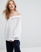 Weekday Wide Collar Open Shirt - White