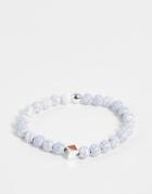 Status Syndicate White Crackle Bead Bracelet With Square Silver Beads