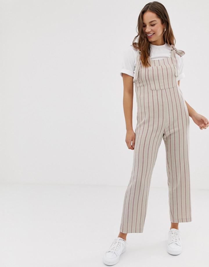 Pull & Bear Pacific Jumpsuit In Pink Stripe - Multi