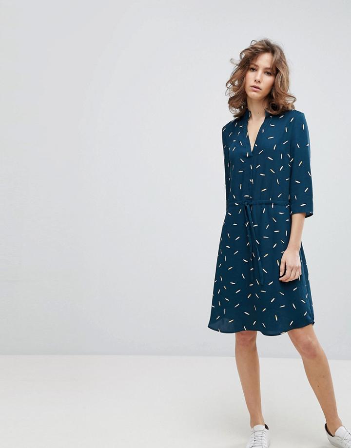 Selected Printed Tie Waist Dress - Multi