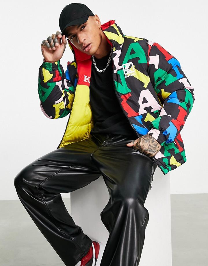 Karl Kani Retro Reversible Puffer Jacket In Multi