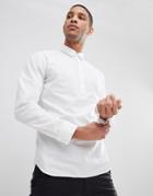 Selected Homme Half Placket Regular Fit Linen Shirt - White