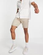 Jack & Jones Slim Chino Shorts In Tan-neutral