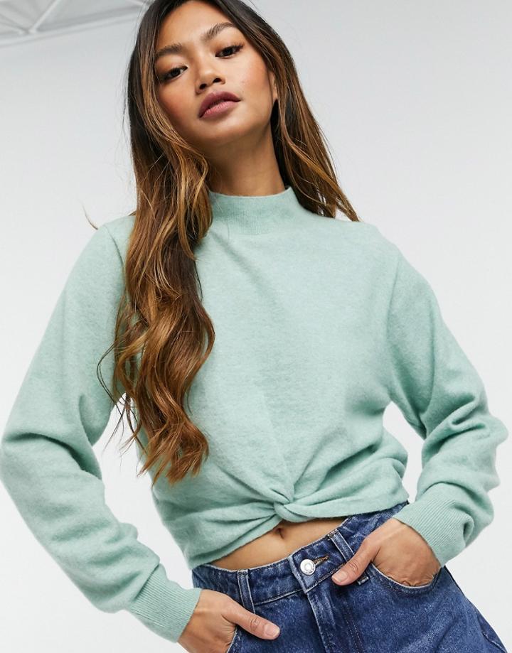 & Other Stories Twist Front Sweater In Sage Green