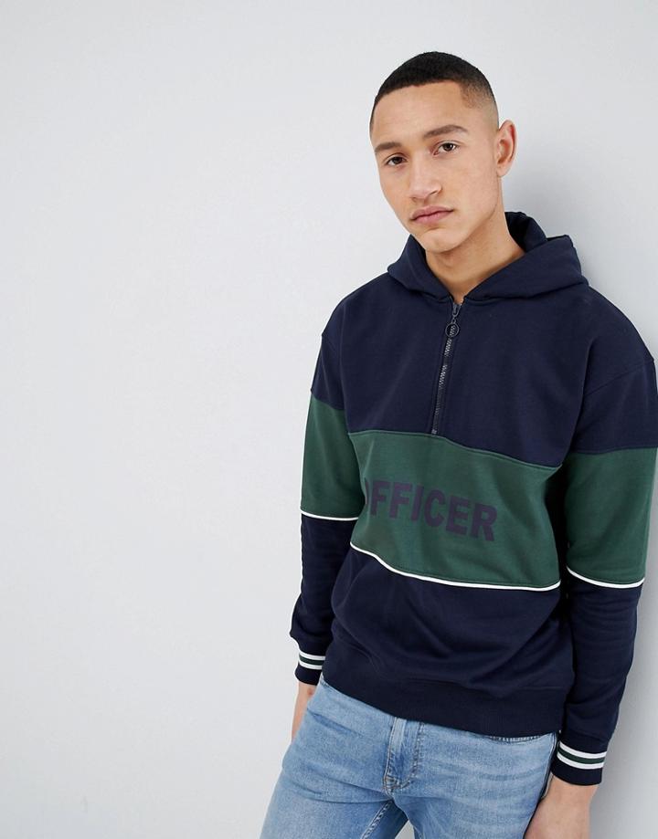 Mango Man Rugby Zip Neck Sweatshirt With Print In Navy - Navy