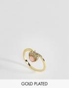 Rock N Rose October Semi Precious Opal Birthstone Ring - Gold