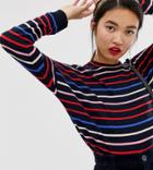 Warehouse Funnel Neck Sweater In Rainbow Stripe - Multi