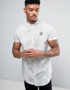 Siksilk Skinny Fit Shirt In Blue With Floral Print - Blue