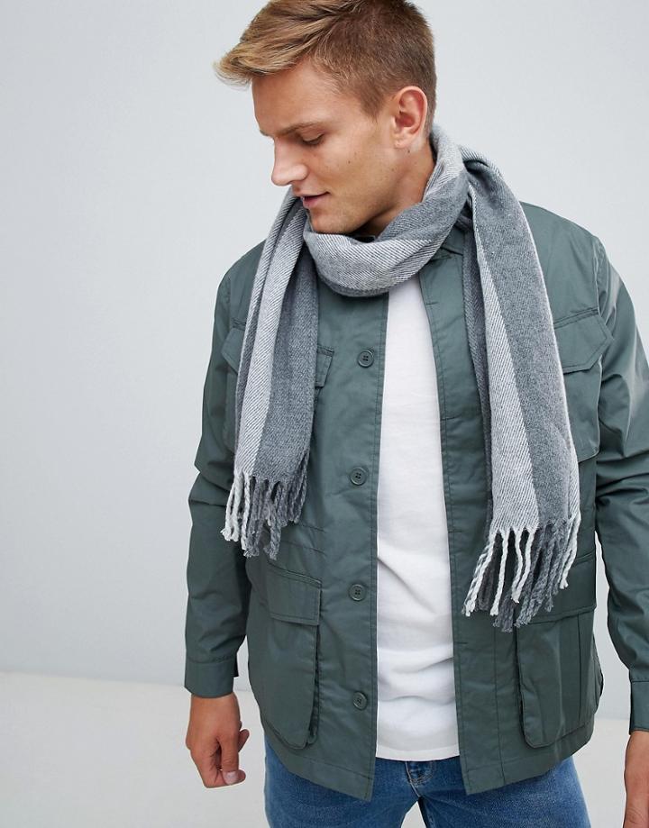 Esprit Knitted Striped Scarf - Gray