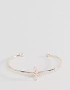 Asos Design Cuff Bracelet With Looping Star Detail In Rose Gold - Copper