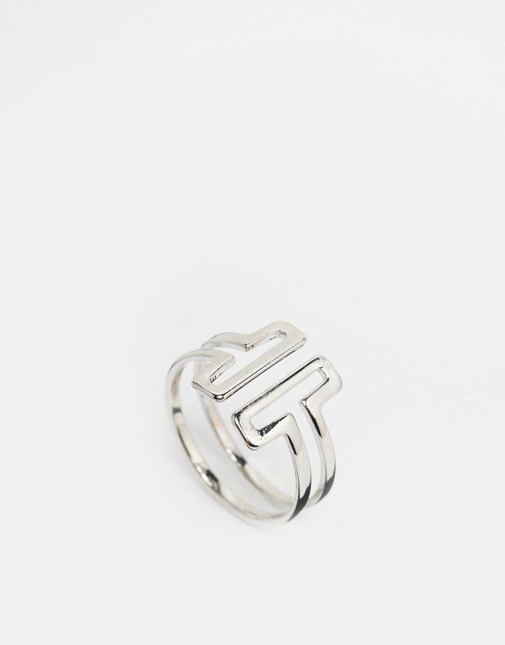 Asos Open Rectangle Ring - Silver