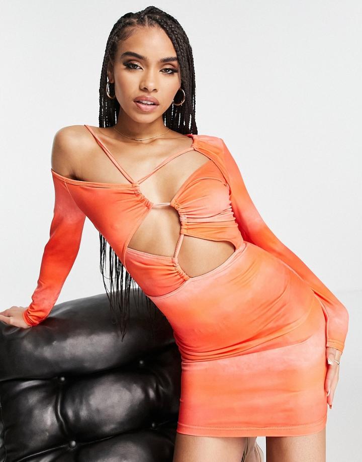 Simmi Strappy Cut Out Detail Mini Dress In Orange