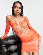 Simmi Strappy Cut Out Detail Mini Dress In Orange