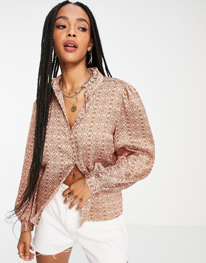 Object Printed Volume Sleeve Blouse In Pink