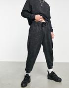 Asos Design Two-piece Oversized Sweatpants In Black Acid Wash