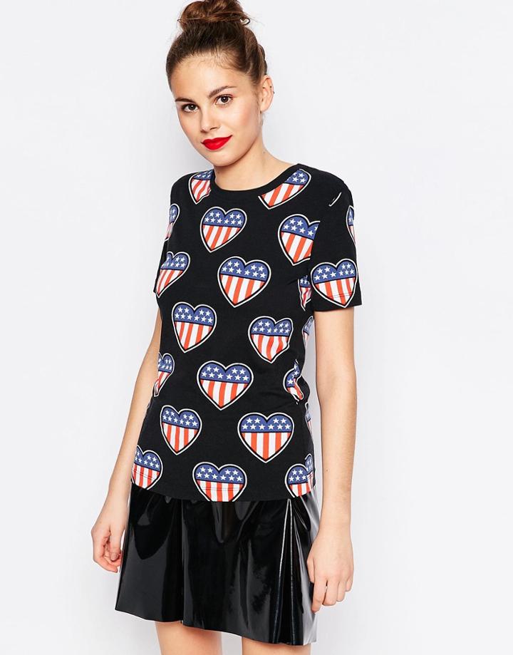 Love Moschino American Heart T-shirt - Black