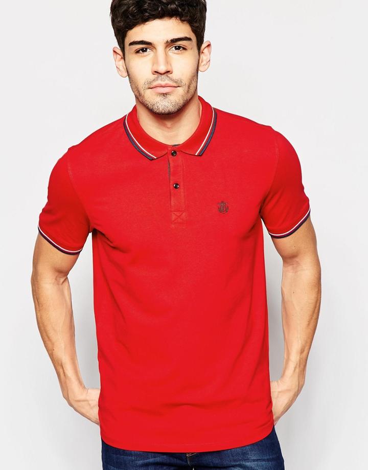 Selected Homme Polo Shirt With Tipped Collar - True Red