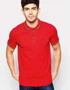Selected Homme Polo Shirt With Tipped Collar - True Red