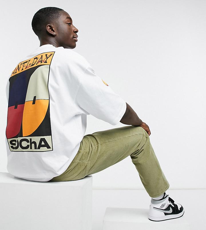 Asos Daysocial Oversized T-shirt With Multi Placement Graphic And Logo Prints In White