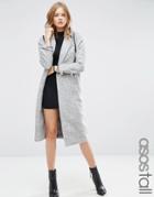 Asos Tall Coat With Batwing Sleeve In Midi Length - Gray
