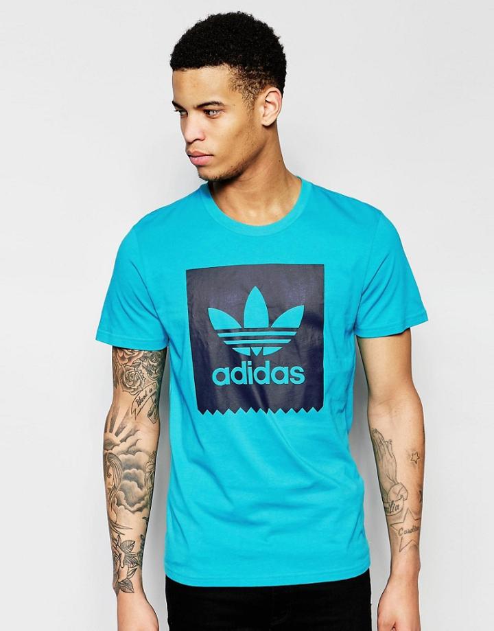 Adidas Originals Backboard Logo Fill T-shirt In Blue Ao0755 - Blue