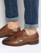 Hudson London Baldwin Leather Monk Shoes - Tan