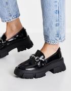 Steve Madden Trifecta Chain Detail Loafers In Black