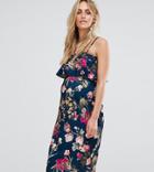 Asos Maternity Ruffle Bandeau Midi Dress In Floral Print - Multi