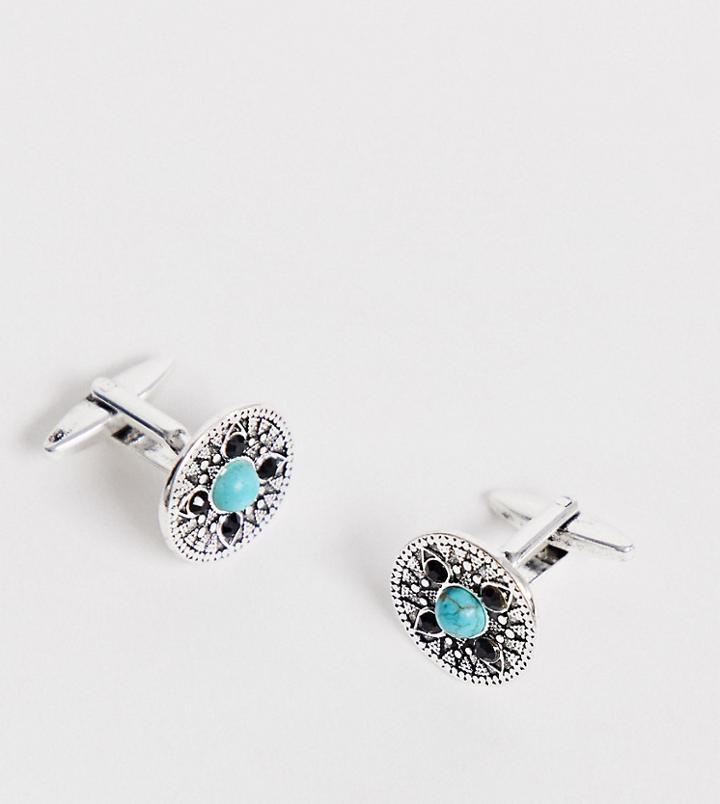 Designb Cufflinks With Blue Stone Detail In Silver - Silver