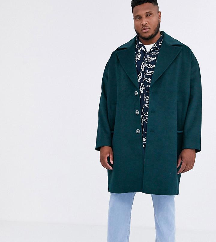 Asos White Plus Overcoat In Wool Mix