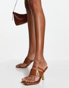 Ego Ellie Mid Heel Sandals In Tan-brown