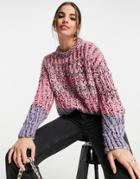 Asos Design Oversized Sweater In Color Block-pink