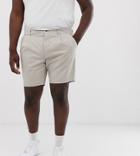 Asos Design Plus Slim Chino Shorts With Pleats In Beige