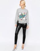 Love Moschino Zip Panel Leather Look Skinny Jeans - Bk1