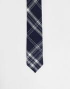 Twisted Tailor Tie In Navy With Oversized White Check-multi