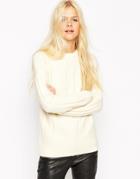 Asos Jumper With Padded Neck In Rib - Cream