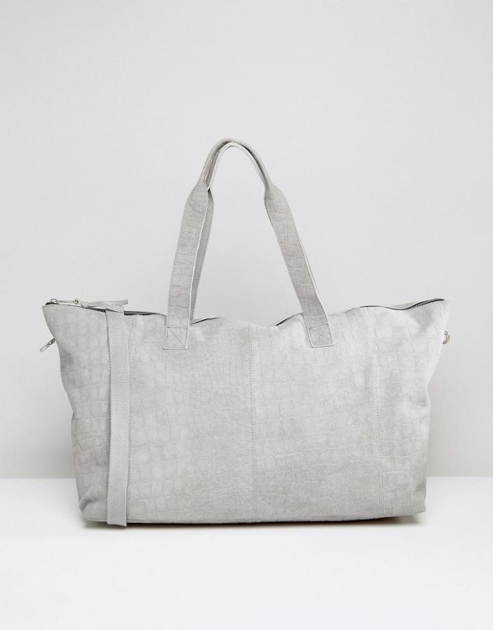 Asos Suede Croc Carryall - Gray
