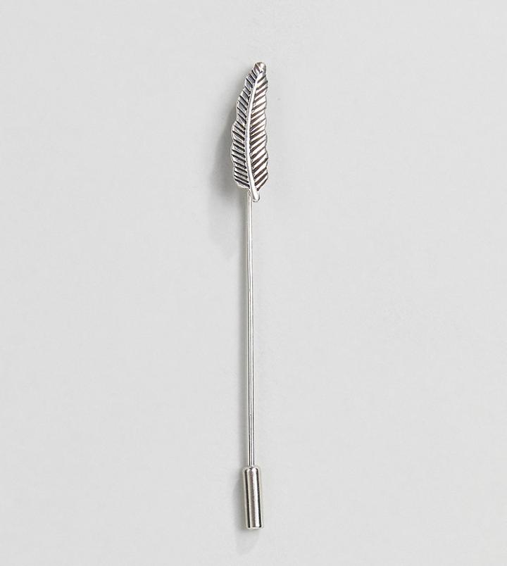 Designb Feather Tie Pin In Sterling Silver Exclusive To Asos - Silver