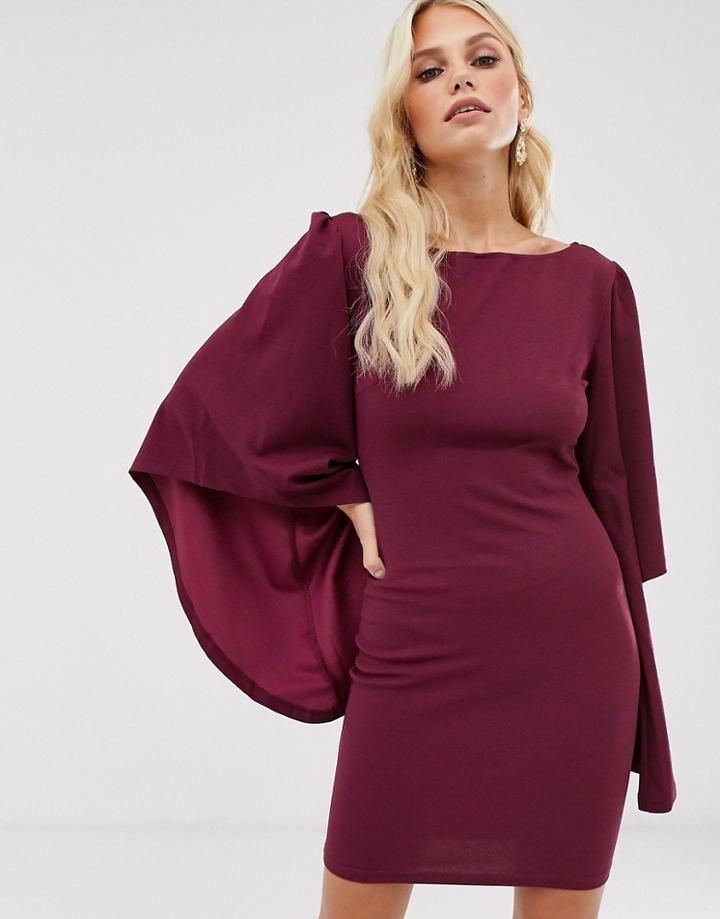 Ax Paris Flared Sleeve Mini Dress-purple