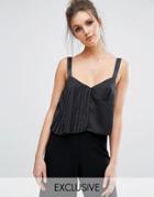 Missguided Pleated Detail Cami Top - Black
