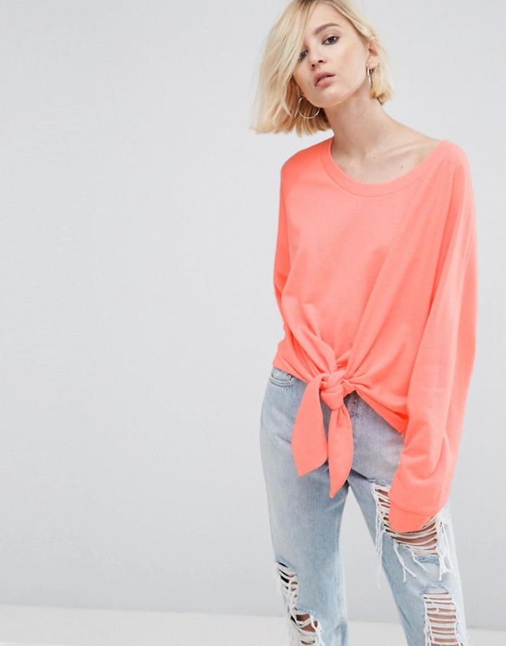 Asos Sweat With Knot Front - Pink