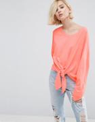 Asos Sweat With Knot Front - Pink