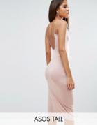 Asos Tall Slinky Midi Dress With Strappy Tie Back - Pink
