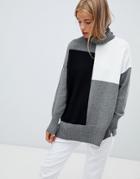 Qed London Roll Neck Color Block Sweater - Multi